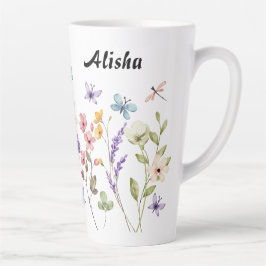 Elegante Wildblumen Schmetterlinge Milchtasse