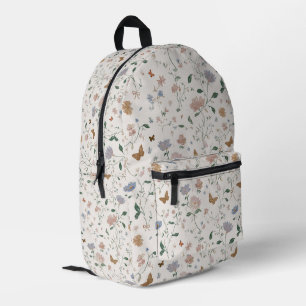 Elegante Wildblumen- & Schmetterlings-Toile-De-Jou Bedruckter Rucksack