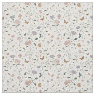 Elegante Wildblumen- & Schmetterlings-Toile-De-Jou Stoff