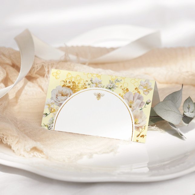 Elegante Wildblumen stolpern über Bienen Platzkarte (Von Creator hochgeladen)