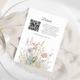 Elegante Wildblumen Wasserfarben QR-Codedetails Begleitkarte