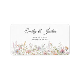 Elegante Wildblumen Watercolor Hochzeitadresse Adressaufkleber