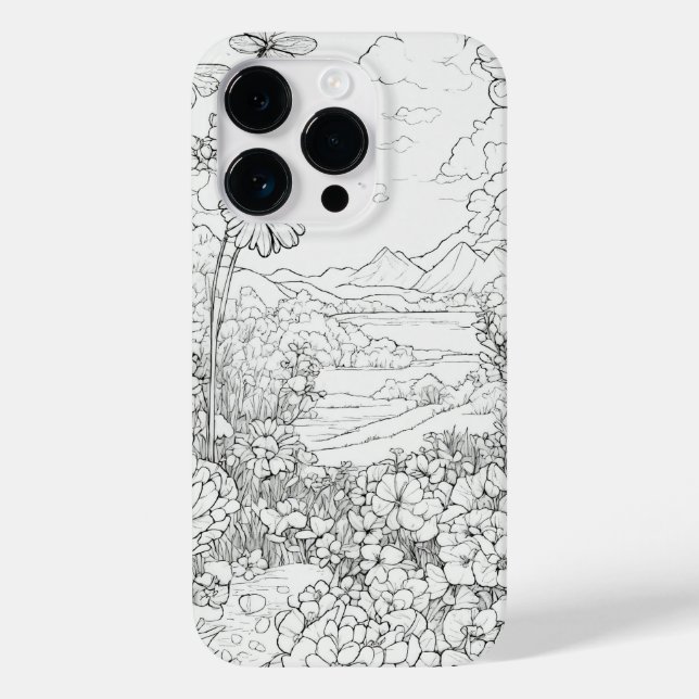 Elegante Wildblumen, weiß und schwarz Case Mate (Rückseite)