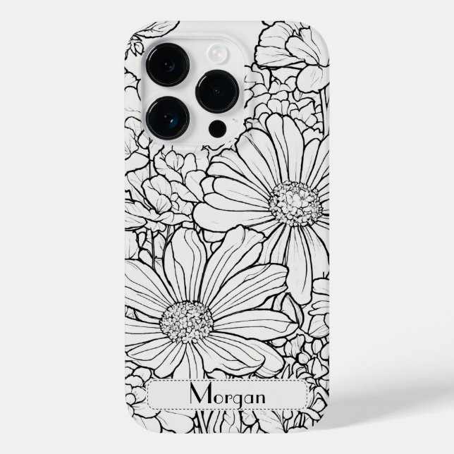 Elegante Wildblumen, weiß und schwarz Case Mate (Rückseite)