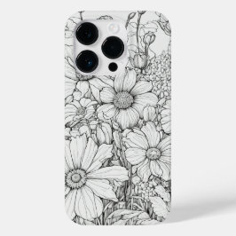 Elegante Wildblumen, weiß und schwarz Case Mate