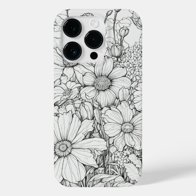 Elegante Wildblumen, weiß und schwarz Case Mate (Rückseite)