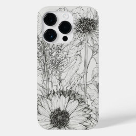 Elegante Wildblumen, weiß und schwarz Case Mate