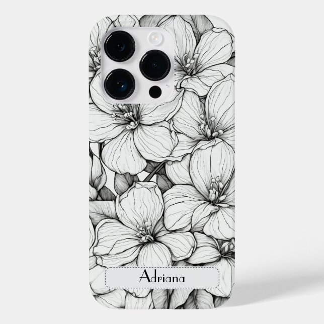 Elegante Wildblumen, weiß und schwarz Case Mate (Rückseite)