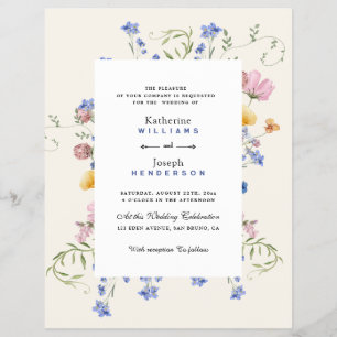 Elegante Wildblumen-Wiese RSVP Hochzeits-Einladung Flyer