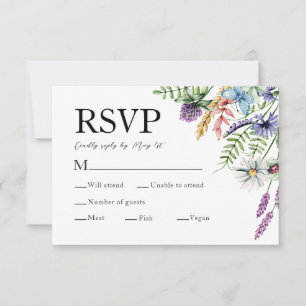 Elegante Wildblumen zur Wahl des Speisenangebots G RSVP Karte