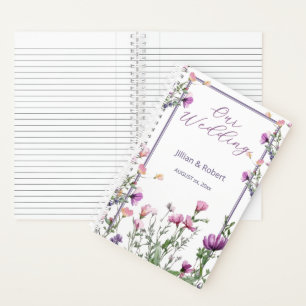 Elegante Wildblumengarten-Hochzeit Notizbuch