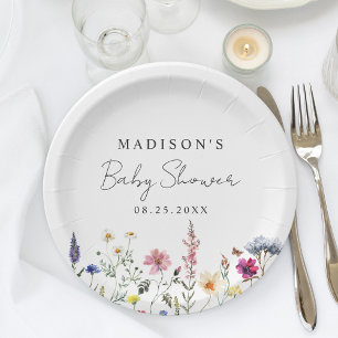 Elegante Wildblumenwiese-Baby-Party Pappteller