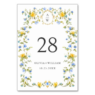 Elegante Wilde Blume Hochzeit Tischnummer