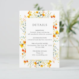 Elegante Wilde Blume Hochzeiten Details Begleitkarte