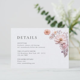Elegante Wilde Blume Hochzeiten Details Begleitkarte