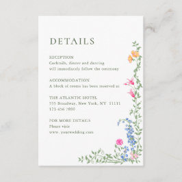 Elegante Wilde Blume Hochzeiten Details Begleitkarte