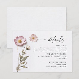 Elegante Wilde Blume Hochzeiten Details Begleitkarte