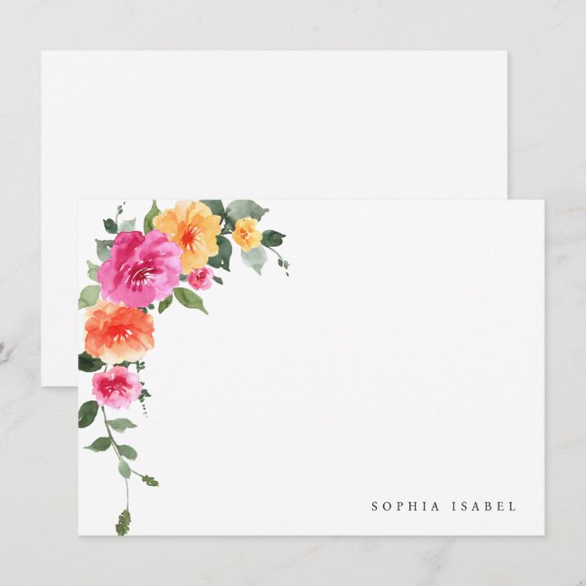 Elegante Wilde Blume Hochzeiten Details Mitteilungskarte (Vorne/Hinten)