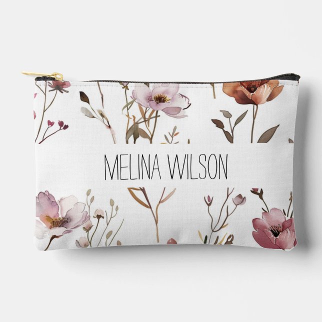 Elegante wilde Blume Zubehörtasche (Vorderseite)