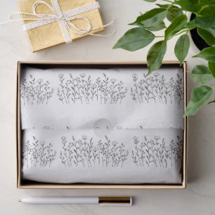 Elegante wilde Blumenlinie Kunst Minimalistisch Seidenpapier