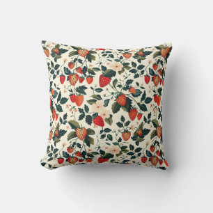 Elegante wilde Erdbeeren florales nahtloses Muster Kissen