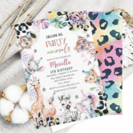 Elegante Wilde Kindersafaris in Wasserfarbe 3Th B Einladung