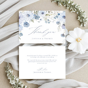 Elegante Wildflower-Hochzeit in Staubblau Dankeskarte