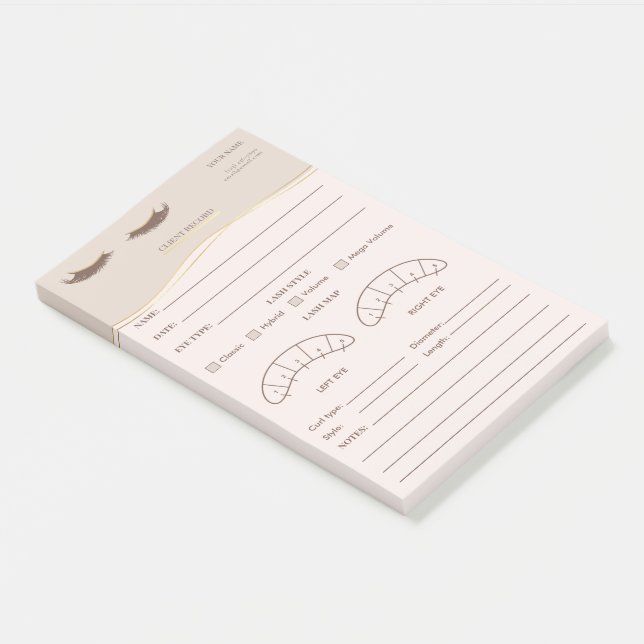 Elegante Wimpern-Klientenregistrierungsformular Post-it Klebezettel (angewinkelt)