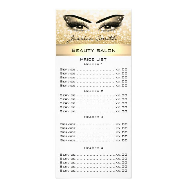 Elegante Wimpern- und Augenbrauengliterkarte Werbekarte (Vorne)