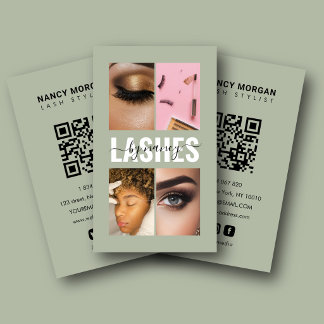 Elegante Wimpernverlängerungs-Tech-Foto-Collage QR Visitenkarte
