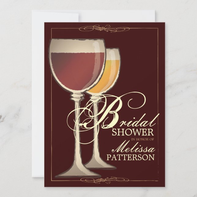Elegante Wine Themed Bridal Dusche Einladung (Vorderseite)