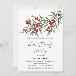 Elegante Winter-Beeren-Modern-Script-Weihnachtsfei Einladung