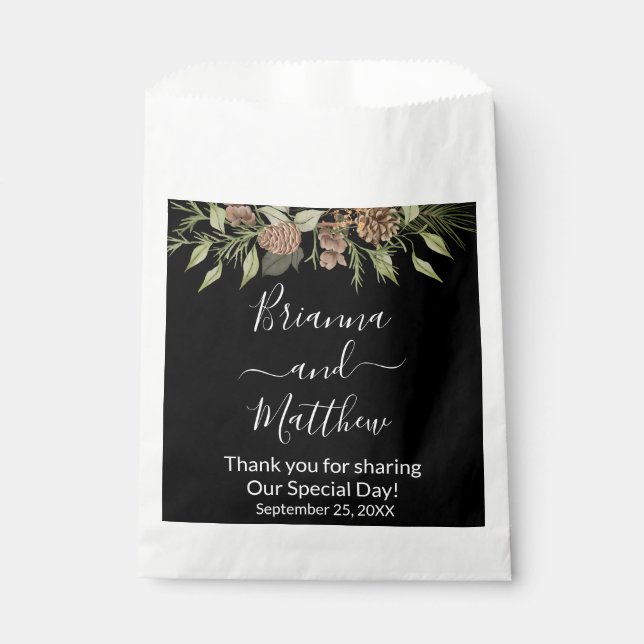 Elegante Winter Black Gastgeschenk Hochzeit Bag Geschenktütchen (Vorderseite)