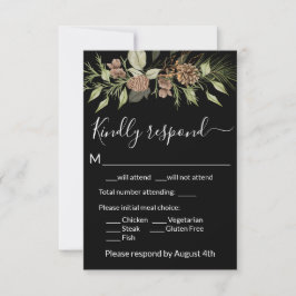 Elegante Winter Black Pine RSVP Card