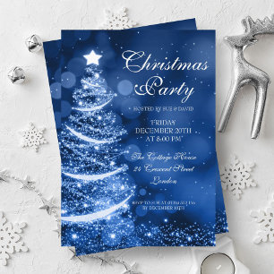 Elegante Winter Blue Christmas Party Sparkle Einladung