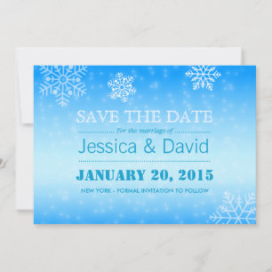 Elegante Winter Blue Snowflakes Save the Date