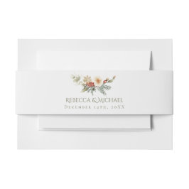 Elegante Winter-Blume und Grüne Hochzeit Einladungsbanderole