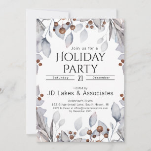 Elegante Winter Botanicals Monochrome Holiday Part Einladung