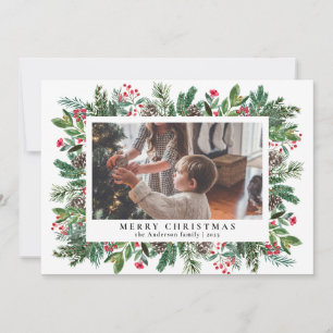 Elegante Winter Botanik-Familien-Foto Weihnachten