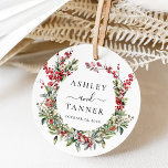 Elegante Winter Christmas Floral Wedding Geschenkanhänger<br><div class="desc">Elegante Winter Weihnachten Gastgeschenk Hochzeit Tags florale elegant rot-grüne Aquarell von Heiligen und Beeren.</div>
