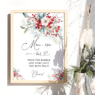 Elegante Winter Floral Berry Babydusche Momosa Bar Poster