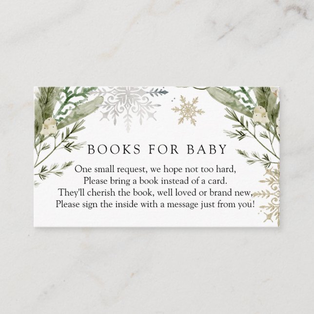 Elegante Winter Floral Books für Babyanfrage Begleitkarte (Vorderseite)