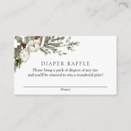 Elegante Winter Floral Diaper Raffle Baby Dusche Begleitkarte