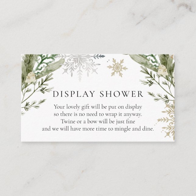 Elegante Winter Floral Display Dusch Einsteckkarte Begleitkarte (Vorderseite)