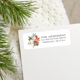 Elegante Winter Floral Holiday Rücksendeadresse