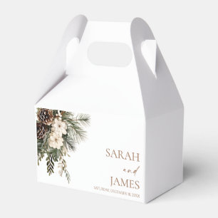 Elegante Winter Florale Kiefern Hochzeit Geschenkschachtel