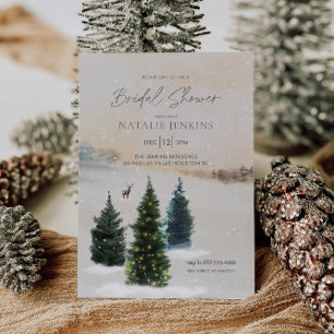 Elegante Winter Forest Bridal Dusche Einladung