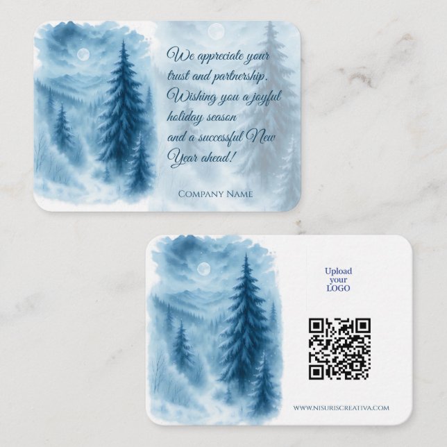Elegante Winter Forest Corporate Holiday Geschenke Mitteilungskarte (Vorne/Hinten)
