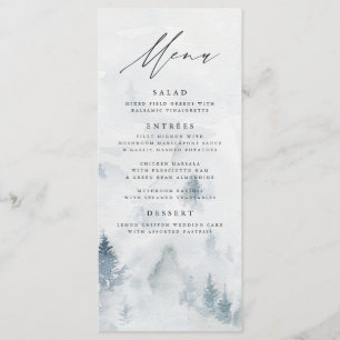 Elegante Winter Forest Wedding Menu Card Menükarte