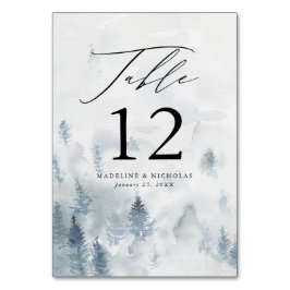 Elegante Winter Forest Wedding Tischnummer